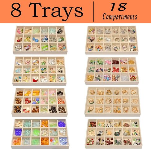 X-Large Jewelrys Tray for Drawer 8 Pack Earring Organizer Stackable Velvet Jewelry Organizer Dresser Rings Studs Earring Holder in Saudi Arabia