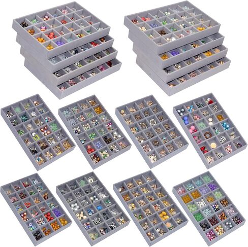 X-Large Jewelrys Tray for Drawer 8 Pack Earring Organizer Stackable Velvet Jewelry Organizer Dresser Rings Studs Earring Holder in Saudi Arabia
