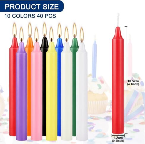 40 Pack Assorted Color Spell Chime Candles, 4 Inch Mini Taper Candles for Home Decor Kitchen Decor Wedding Decoration-10 Colours,Great for Casting Chimes, Rituals，Christmas Candles in Kuwait