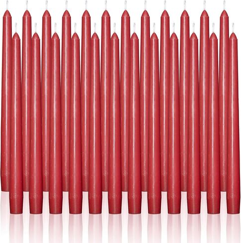 OSHINE 12 Pack Ivory Taper Candles Long Taper Candle 10 Inch Dripless Unscented Smokeless & Emergency 7-8 Hours Long Burning Tall Candlesticks Ideal for Weddings, Thanksgiving, Christmas, Dinner Party in Saudi Arabia
