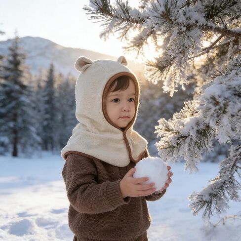 Warm Winter Hats, Winter Beanie Hat, Cute Thick Earflap Hood Hat Scarves with Ears(Beige) in Saudi Arabia