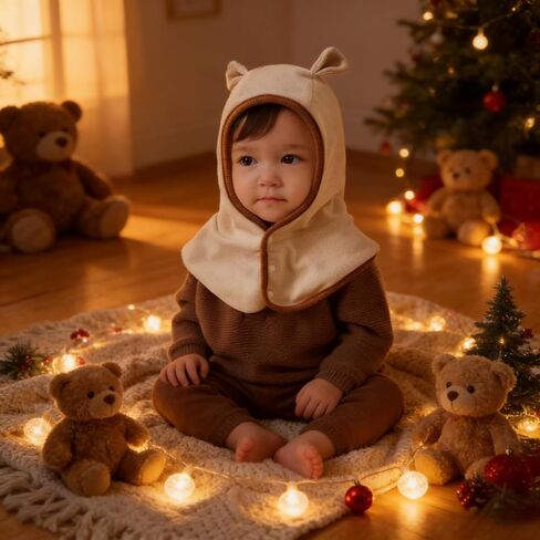 Warm Winter Hats, Winter Beanie Hat, Cute Thick Earflap Hood Hat Scarves with Ears(Beige) in Saudi Arabia