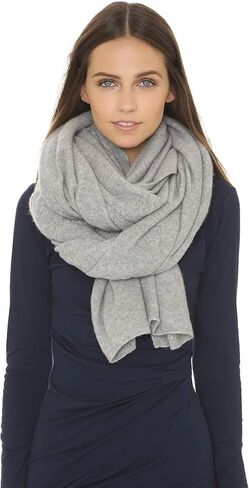 White & Warren Women's Cashmere Travel Wrap Scarf, Grey Heather, One Size in Saudi Arabia