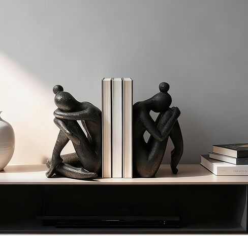 Decorative Bookends, Unique Book Ends to Hold Books Heavy Duty for Office Desk, Vintage Antique Black Home Decor, Shelf Decoration, Modern Living Room Decor in Saudi Arabia