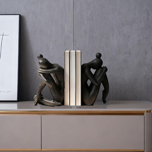 Decorative Bookends, Unique Book Ends to Hold Books Heavy Duty for Office Desk, Vintage Antique Black Home Decor, Shelf Decoration, Modern Living Room Decor in Saudi Arabia