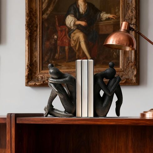 Decorative Bookends, Unique Book Ends to Hold Books Heavy Duty for Office Desk, Vintage Antique Black Home Decor, Shelf Decoration, Modern Living Room Decor in Saudi Arabia