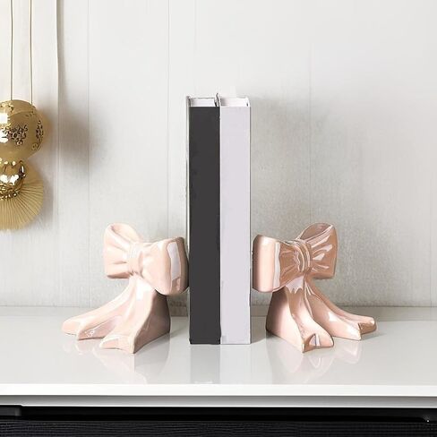 مساند كتب على شكل قوس للأرفف - حامل كتب مكتبي، ديكور منزلي لطيف، فكرة هدية (فراشة سيراميك وردي) in Kuwait