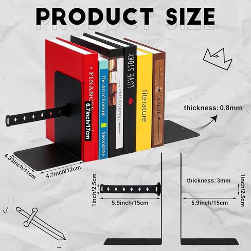 Katana Bookend Decorative Modern Metal Black Bookend Funny for Shelve Katana Book Stopper Holder Anime Decor and Gifts in Saudi Arabia