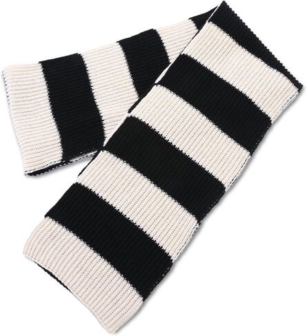 Black and Grey/White Striped Scarf for Men,Thick Mens Scarves,Winter Mens Chunky Knitted Scarfs,Gru Scarf in Saudi Arabia