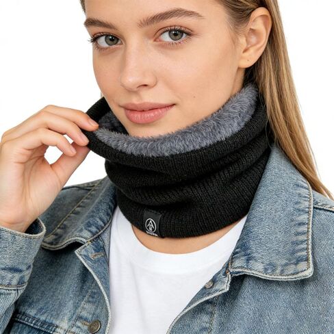 Knit Fleece Neck Gaiter, Neck Warmer for Men Women Winter Warm Infinity Scarf for Cold Weather & Outdoor Activities in Saudi Arabia