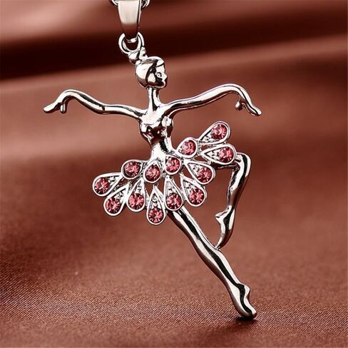 OUGWA Little Girl Necklace Dancer Ballet Recital Gift Ballerina Dance Necklaces (2Pcs Pink & Blue) in Saudi Arabia