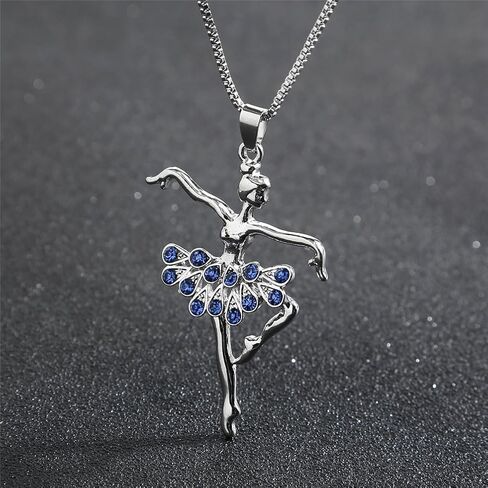 OUGWA Little Girl Necklace Dancer Ballet Recital Gift Ballerina Dance Necklaces (2Pcs Pink & Blue) in Saudi Arabia