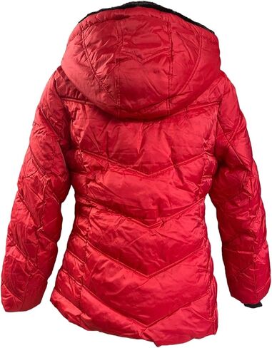 Nautica Women's Hooded Midweight Puffer Detachable Hood Coat, Red, X-Large in Saudi Arabia