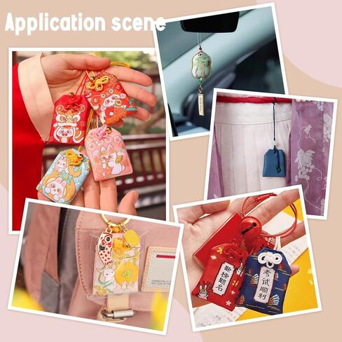 PH PandaHall 6pcs Japanese Omamori Amulets Good Luck Hanging Ornament, Red Blessing Lucky Charm with Lucky Stone and Sutra Books Gift for Health Wealth Success Good Fortune Happiness in Saudi Arabia