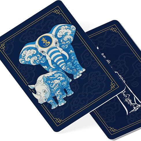 Anti-Burglary Blue Rhino and Elephant Feng Shui Amulet Card with Water Motif, Symbol of Safety, Stability and Wealth Flow, Pocket-Sized Talisman Card, Feng Shui Gift, Made in USA (2 Pack) in Saudi Arabia
