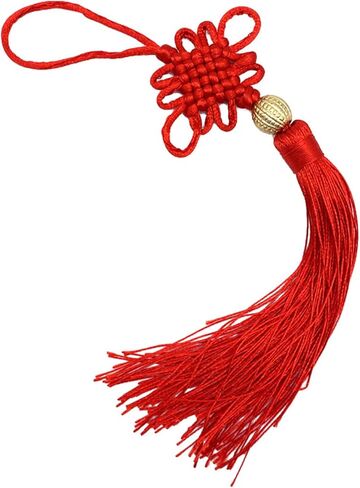 knot pendant, Handwoven Chinese Knot Tassels Pendant Handmade Charm Hanging Decoration for Keychain Purse Clothes Garments - Red in Saudi Arabia