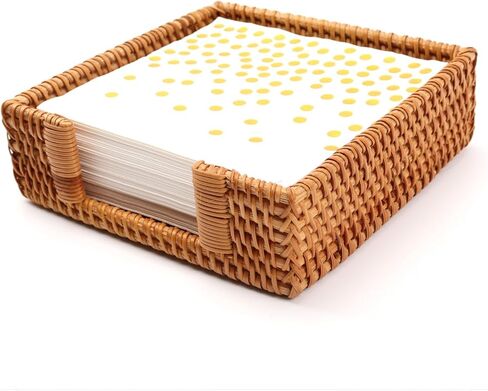 Rattan Napkin Holder,Flat Napkin Holder for Table,Wicker Napkin Holders for Paper Napkins,Cocktail Napkin Holder for Kitchen Dining Table Restaurant Party Bar Holiday, Honey Brown in Saudi Arabia
