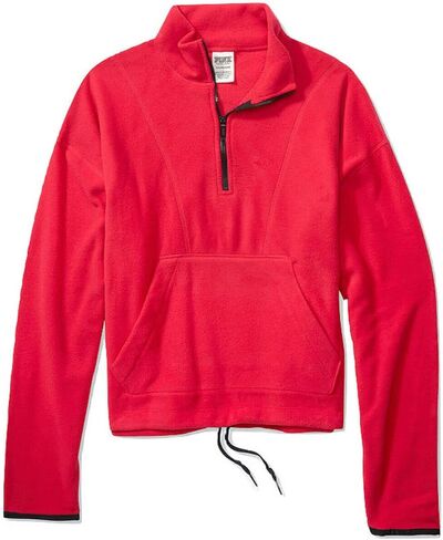 Victoria's Secret Pink Polar Fleece Half Zip Color Red Sweater Long Sleeve New in Saudi Arabia