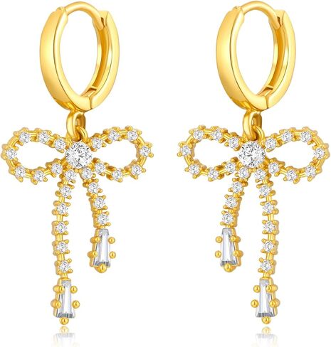 Clip on Earrings for Women 18K Gold Plated Long Tassel Bow Dangle Earrings Lightweight Ribbon Bowknot Ear Clips for Non Pierced Ears Minimalist Jewelry in Kuwait