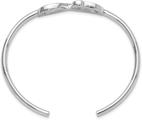 Gift For Mothers Day 925 Sterling Silver Rhodium-plated Heart Infinity Symbol Cuff Bangle Bracelet for Women, White, AFJ-QG-QB1461-PK in Saudi Arabia