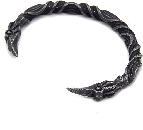 Gray Color Raven Bracelet Bangle - Adjustable Never Fade Stainless Steel Viking Norse Scandinavian Torc in Saudi Arabia