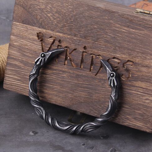 Gray Color Raven Bracelet Bangle - Adjustable Never Fade Stainless Steel Viking Norse Scandinavian Torc in Saudi Arabia