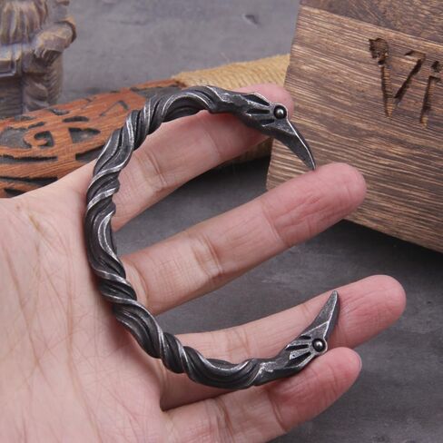 Gray Color Raven Bracelet Bangle - Adjustable Never Fade Stainless Steel Viking Norse Scandinavian Torc in Saudi Arabia