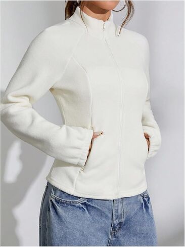 SOLY HUX Women's Zip Up Fleece Jacket Long Sleeve Stand Collar Warm Casual Fall Outerwear with Pocket in Saudi Arabia