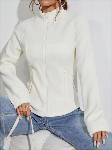 SOLY HUX Women's Zip Up Fleece Jacket Long Sleeve Stand Collar Warm Casual Fall Outerwear with Pocket in Saudi Arabia
