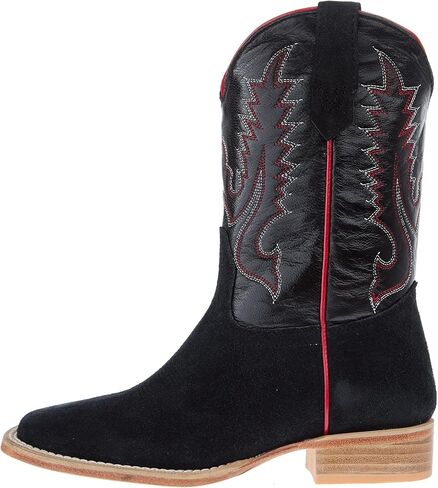 R Youth Black Rough Out with Black Shaft Square Toe Boot in Saudi Arabia