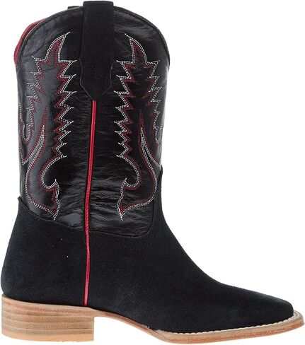 R Youth Black Rough Out with Black Shaft Square Toe Boot in Saudi Arabia