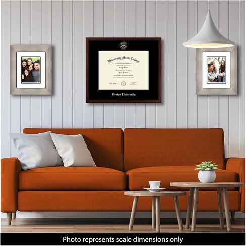 Boston University 14" w x 11" h Diploma Frame - Fits a bachelor's, master's and phd - Gold Embossed Diploma Frame - Cherry Moulding with Black Matting - Officially Licensed in Saudi Arabia