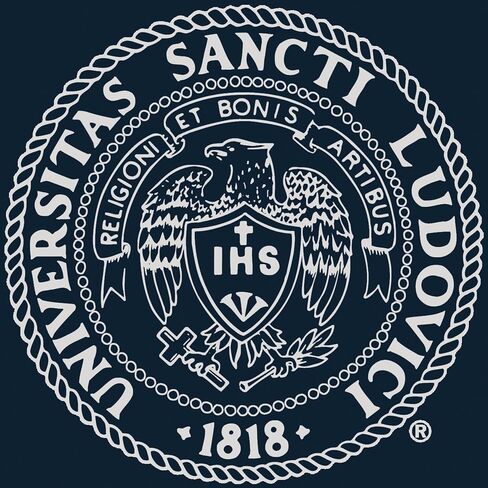 Saint Louis University 11" w x 8.5" h Diploma Frame - Fits a bachelor's, master's and phd - Silver Embossed Diploma Frame - Cherry Moulding with Navy Matting - Officially Licensed in Saudi Arabia
