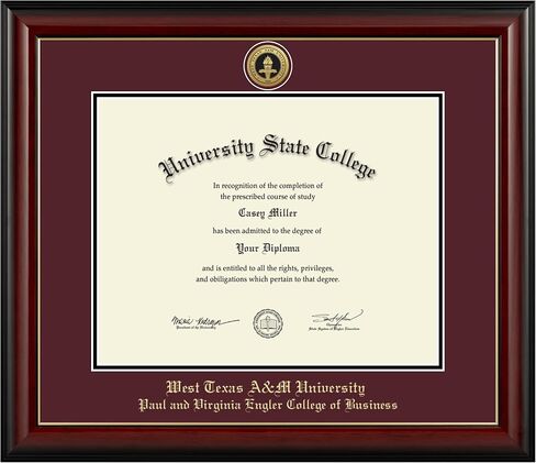 West Texas A&M University Paul and Virginia Engler College of Business 14" w x 11" h Diploma Frame - Fits a bachelor's, master's and phd - Gold Engraved Medallion Diploma Frame in Saudi Arabia