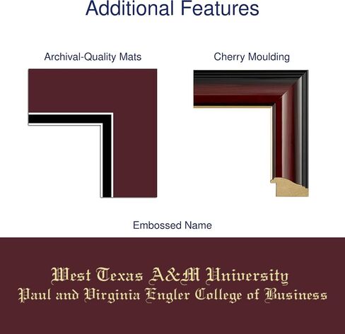 West Texas A&M University Paul and Virginia Engler College of Business 14" w x 11" h Diploma Frame - Fits a bachelor's, master's and phd - Gold Engraved Medallion Diploma Frame in Saudi Arabia