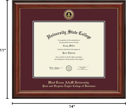 West Texas A&M University Paul and Virginia Engler College of Business 14" w x 11" h Diploma Frame - Fits a bachelor's, master's and phd - Gold Engraved Medallion Diploma Frame in Saudi Arabia