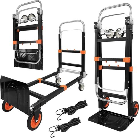 3-in-1 Aluminum Folding Trolley, 600 lbs Heavy Duty one-Piece Retractable Frame cart with Universal Wheels, Portable cart for Moving Around The House, Warehouse, Supermarket, Office in Kuwait