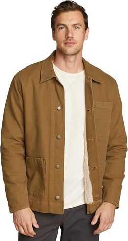 Eddie Bauer Men's Elkhorn Faux Shearling-Lined Canvas Shirt Jacket in Saudi Arabia