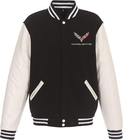 JH Design Chevy Corvette C7 Reversible Fleece & Faux Leather Full-Snap Jacket in Saudi Arabia