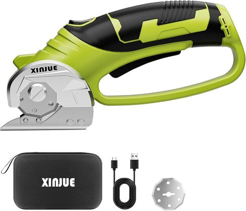 مقص كهربائي لاسلكي، قاطع صندوق من الورق المقوى عالي التحمل، قاطع دوار كهربائي قابل لإعادة الشحن مع قفل أمان وإضاءة LED للنسيج أو السجاد أو الورق أو الجلد، برتقالي in Kuwait