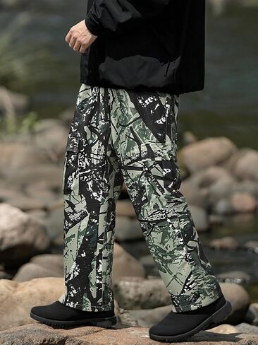 Men's Forest Branch Print Work Pants - Refined Casual Design with All-Day Comfort for Versatile Wear Leaf Green in Saudi Arabia