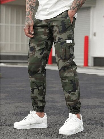Men's Lightweight Casual Cargo Pants Drawstring Tapered Cuffs Design with Multi-Pocket in Saudi Arabia