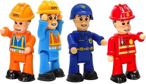 FUNERICA Police Officer Toy Figures- 4 Detailed Policeman & Police Chief - Imaginative Play Police Action Figures for Toddlers & Kids Roleplay - Little People Figurines - Mini Community Helpers in Saudi Arabia