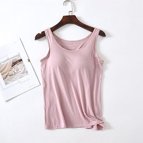 JiXiang Built in Padded Bra Tank Tops for Women Scoop Neck Sleeveless Tee Camisole Summer Basic Workout Stretch Yoga Shirt in Saudi Arabia