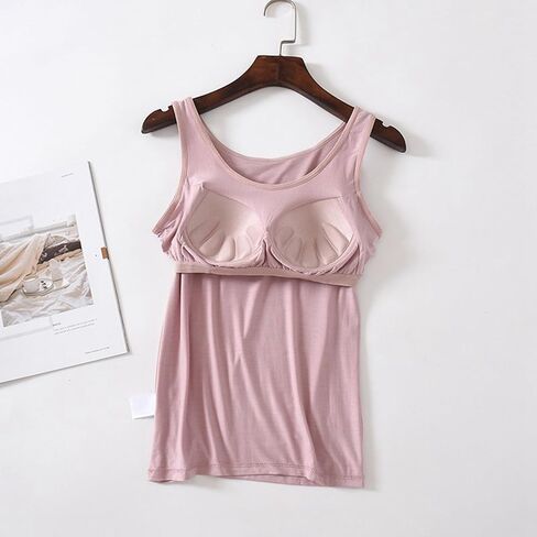 JiXiang Built in Padded Bra Tank Tops for Women Scoop Neck Sleeveless Tee Camisole Summer Basic Workout Stretch Yoga Shirt in Saudi Arabia