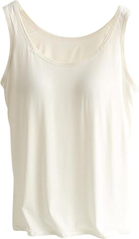 JiXiang Built in Padded Bra Tank Tops for Women Scoop Neck Sleeveless Tee Camisole Summer Basic Workout Stretch Yoga Shirt in Saudi Arabia