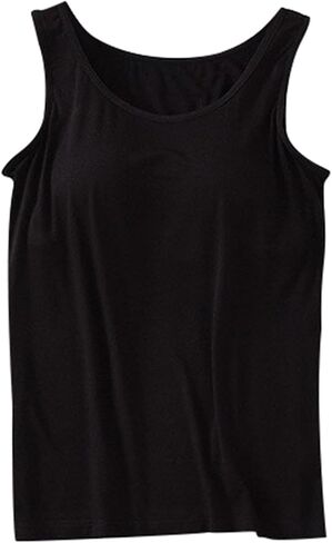 JiXiang Built in Padded Bra Tank Tops for Women Scoop Neck Sleeveless Tee Camisole Summer Basic Workout Stretch Yoga Shirt in Saudi Arabia