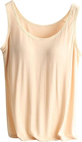 JiXiang Built in Padded Bra Tank Tops for Women Scoop Neck Sleeveless Tee Camisole Summer Basic Workout Stretch Yoga Shirt in Saudi Arabia