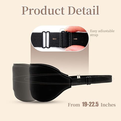 3D Eye Mask Sleep Mask for Men & Women, 100% Pressure-Free & Light Block-Out Eye Mask for Sleep with Easy Adjustable Strap, Night Eye Cover for Travel, Black in Saudi Arabia