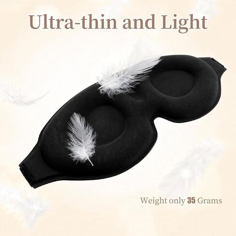 3D Eye Mask Sleep Mask for Men & Women, 100% Pressure-Free & Light Block-Out Eye Mask for Sleep with Easy Adjustable Strap, Night Eye Cover for Travel, Black in Saudi Arabia